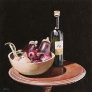 Aubergines, onions and oil by Christopher Droop